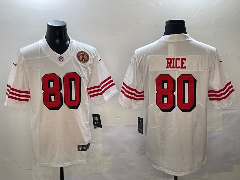 Men San Francisco 49ers #80 Rice White Throwback 2024 Nike Limited NFL Jersey style 01044->san francisco 49ers->NFL Jersey